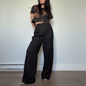 Jason Wu Black Sparkle Tweed Wide Leg Pants Size 8
